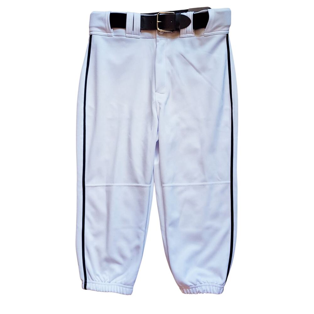 NEW Easton Rival+ Knicker Mens Baseball Pants White Piped Blue Belt Sz 34"-36" M